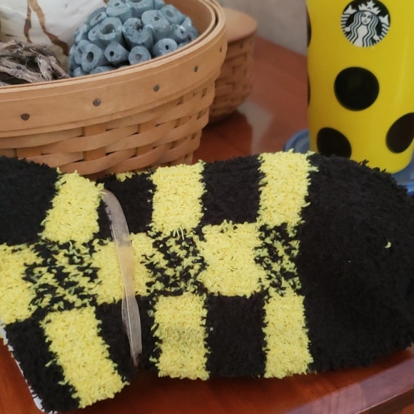 Fuzzy Black and Yellow socks - Picture 2 of 3